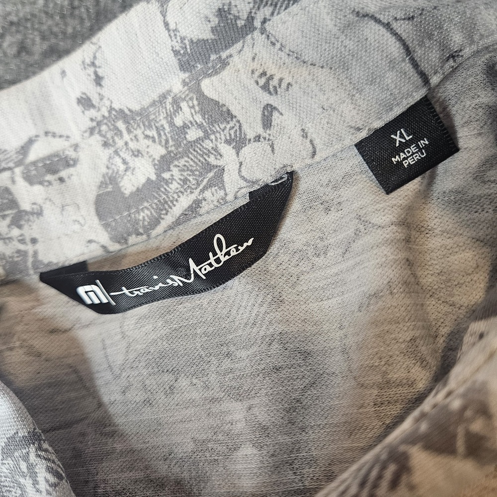 Travis Mathew Men's Golf Polo Shirt Size XL Gray Floral Sports Preppy Athleisure - Picture 5 of 6